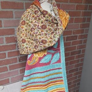 Kantha Colorful Floral Patchwork Scarf #75